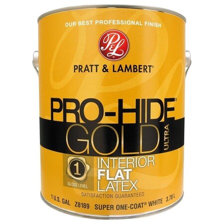 Pratt & Lambert ProHide Gold Ultra Z8180 Interior Paint, Flat, White, 1 gal 0000Z8189-16